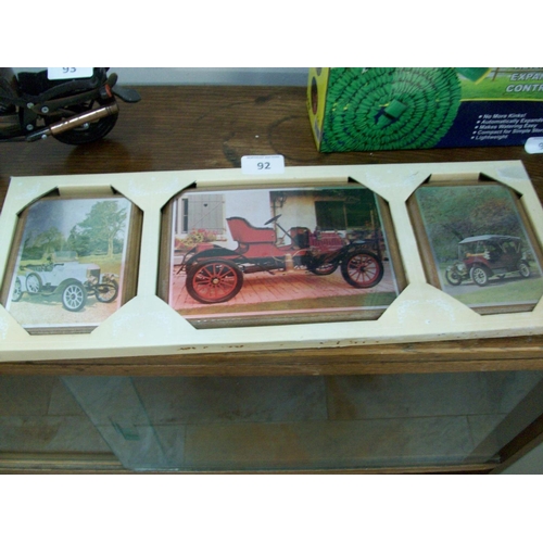 92 - 3 Vintage Cars Prints in Frames