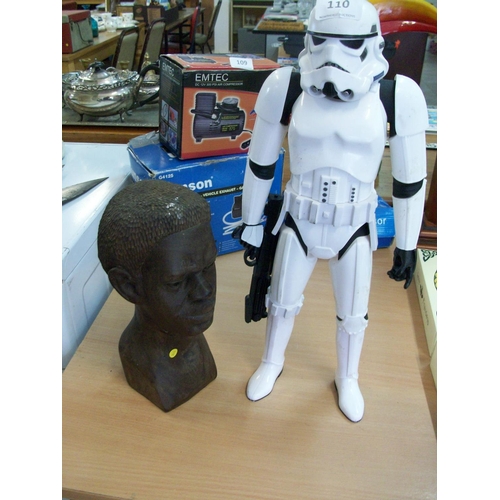 110 - Star Wars Figure & Carved Wooden Head