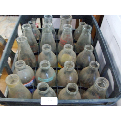 117 - 20 Printed Milk Bottles With Crate Dairyana (some very rare)