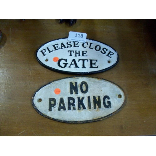 118 - 2 Small Cast Iron Signs