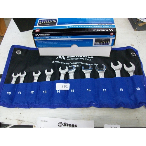 291 - New 10Pce Stubby Spanner Set