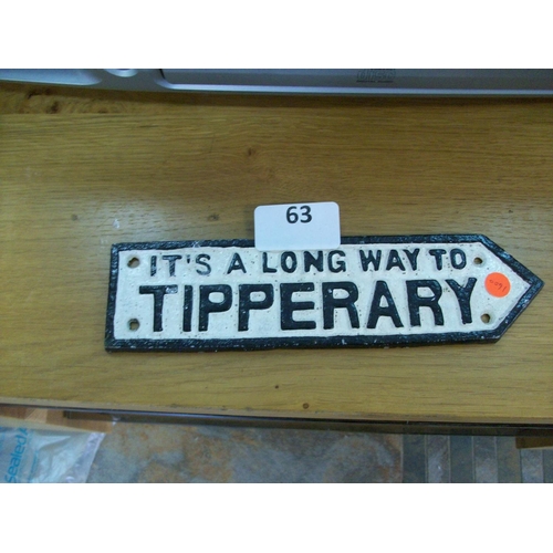 63 - Small Cast Iron Sign