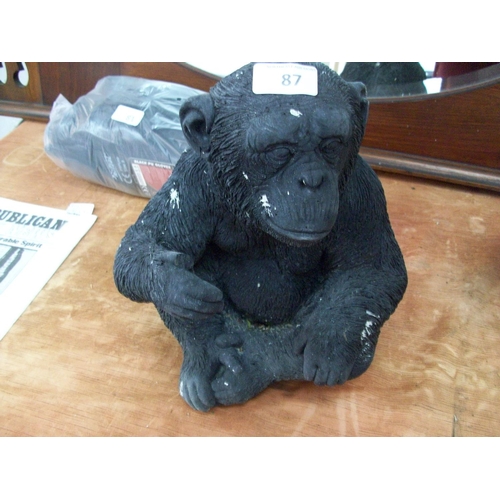 87 - Small Outdoor Concrete Monkey Ornament (sd)