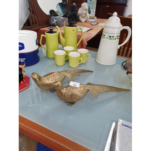 68 - Pair of Brass Pheasants