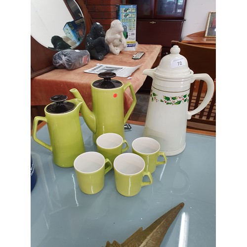 72 - 2 Retro Coffee Pots & Mugs & Thermos Jug