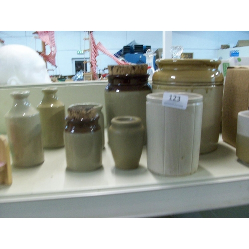 123 - 8 Stoneware Jars & Bottles