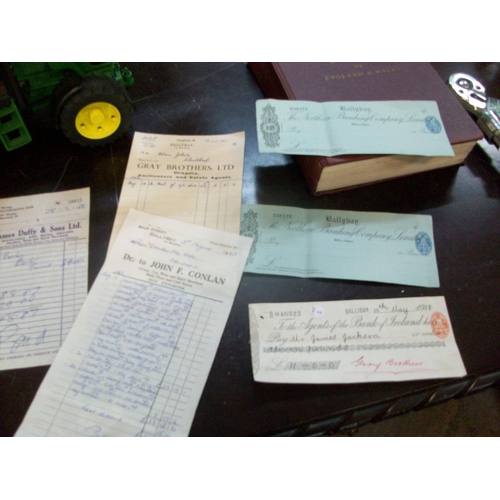 206 - Ballybay Interest Shop Receipts & Old Cheques 1916-60