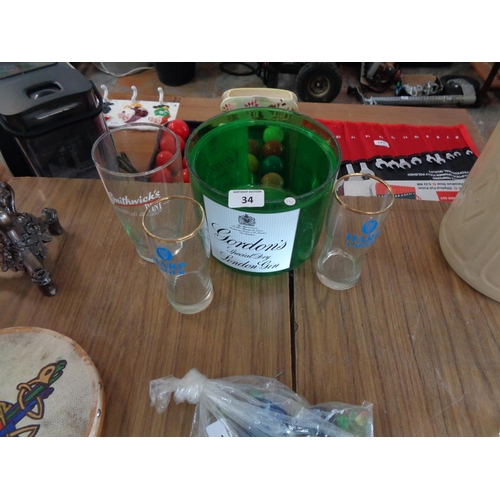 34 - Pub Joblot (ice bucket,glasses etc..)