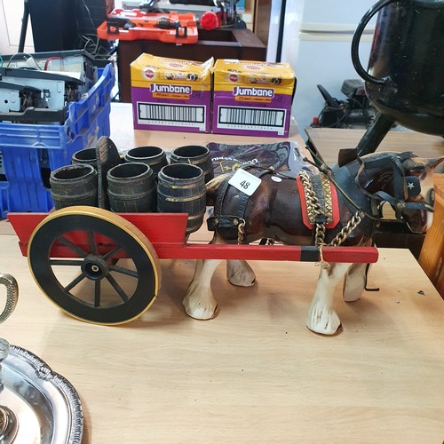 48 - Ceramic Shire Horse & Barrel Cart