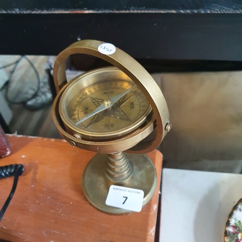 7 - Nautical Brass Gimbal Gyroscope Compass