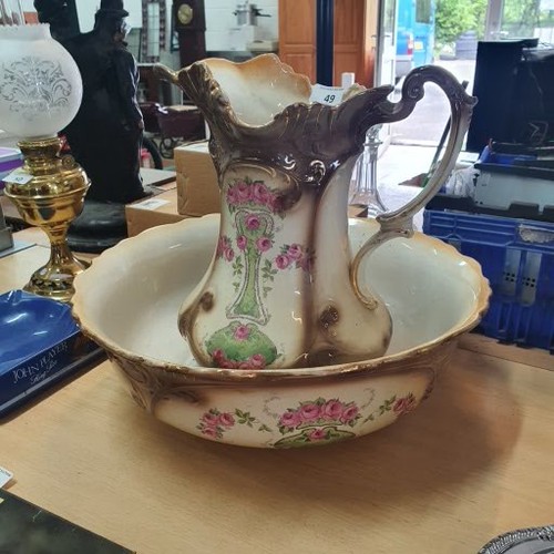 49 - Large Antique Jug & Bowl (sd-age related)