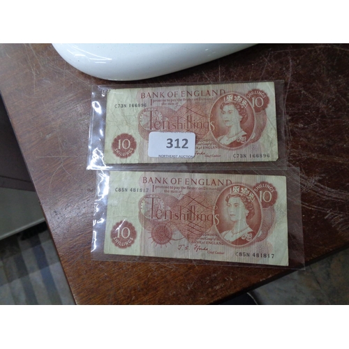 312 - 2 - 10 Shilling Notes