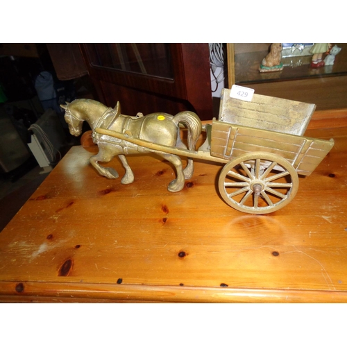 429 - Brass Horse & Cart