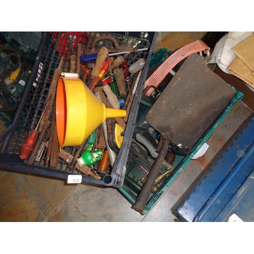 478 - 2 Crates of Old Tools etc.