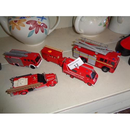 12 - 5 Diecast Fire Trucks