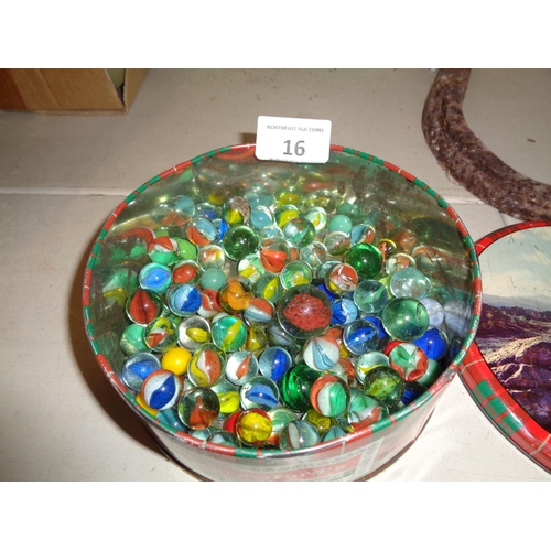 16 - Vintage Tin of Glass Marbles