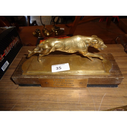 35 - Heavy Brass Greyhound Plaque (Perry Barr)