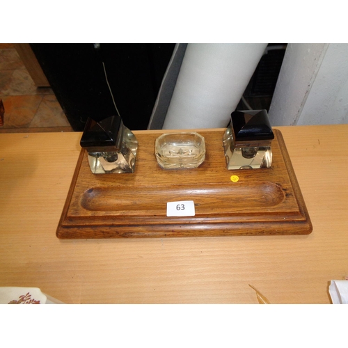 63 - Antique Oak Desk Tidy