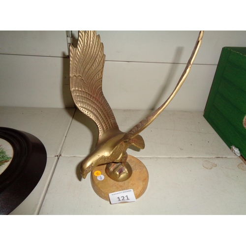 121 - Brass Eagle on Marble Plinth