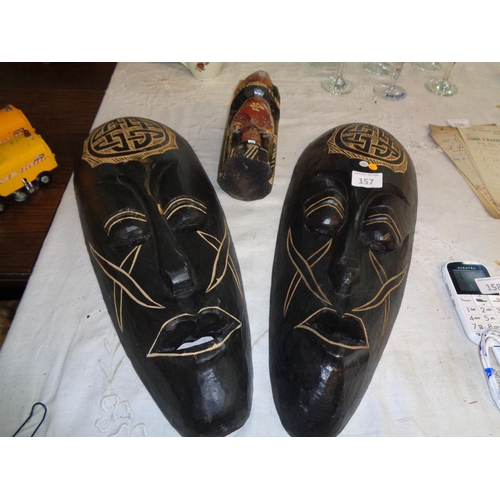 157 - 3 African Items incl 2 Masks