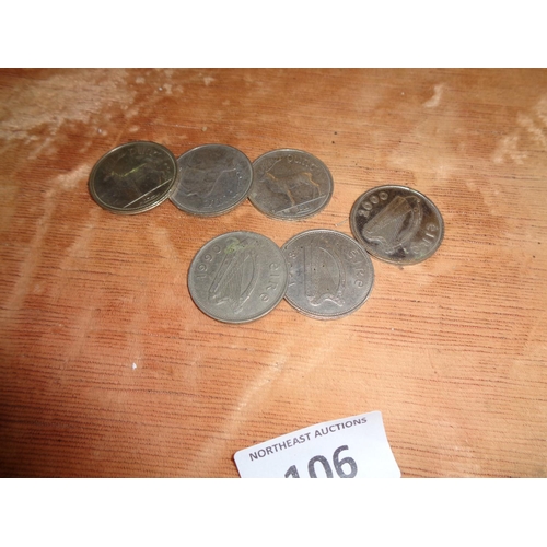 106 - 6 Irish Punt Coins