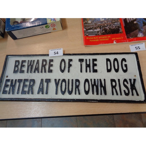 54 - Cast Iron Beware of the Dog Sign (14