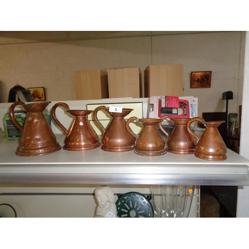 1 - 6 Copper Jug Measures