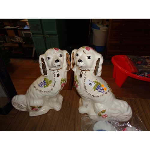 36 - 2 Large Staffordshire China Mantle Dogs