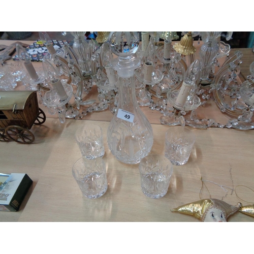 49 - Crystal Spirit Decanter & 4 Glasses