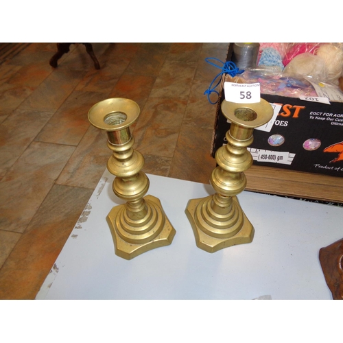 58 - 2 Brass Candlesticks