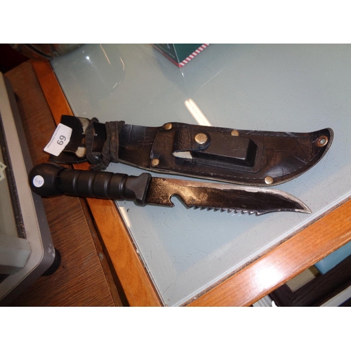 69 - Hunting Knife with Sharpener & Compass