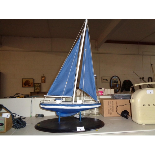 5 - Large Yacht on Wooden Plinth (2ft)