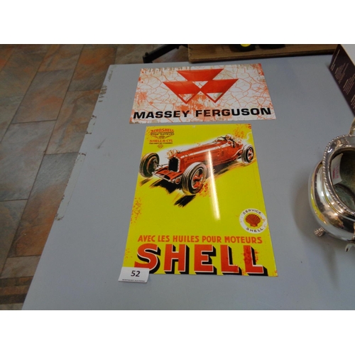 52 - Shell & Massey Ferguson Tin Signs(8