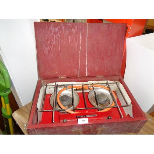 38 - Vintage Camping Stove in Original Wooden Box