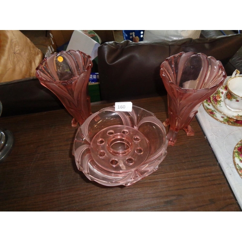 160 - 3 Pcs of Rose Coloured Glass