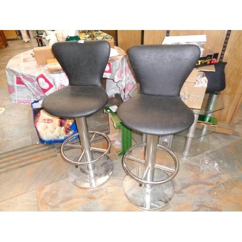 485 - 2 High Stationary Bar Stools with Chrome Bottoms