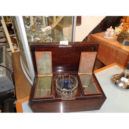 67 - Rosewood Sarcophagus Shaped Tea Caddy with Mixing Bowl