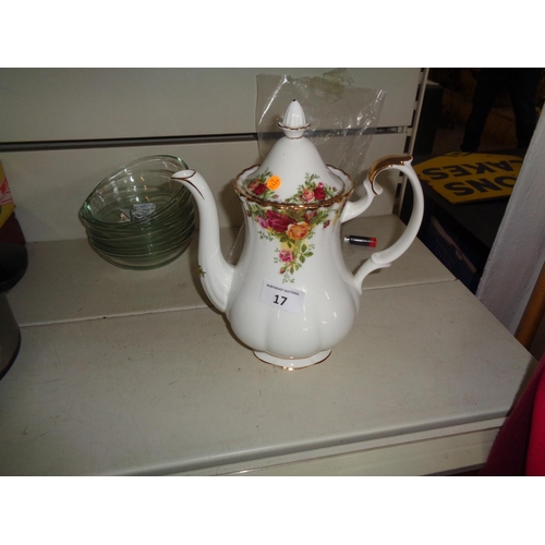 17 - Royal Albert Old Country Rose Coffee Pot