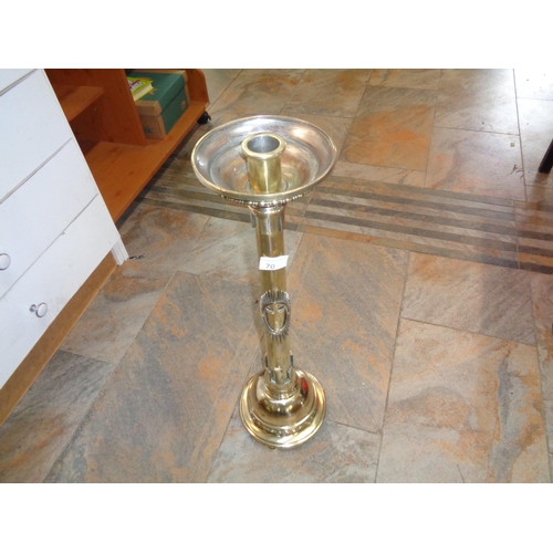 70 - Cast Brass 1880s Gothic Church Candle Holder