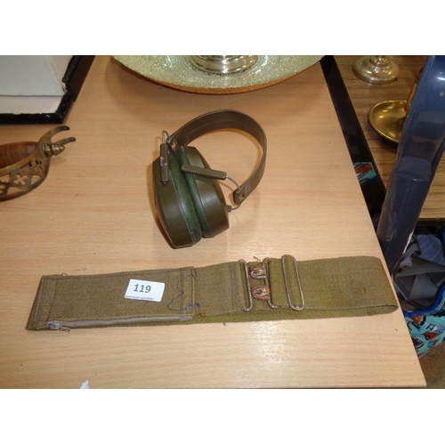 119 - Army Belt & Earmuffs