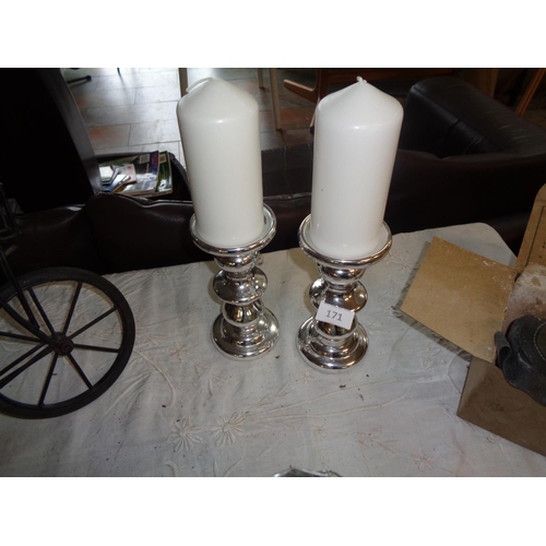 171 - 2 Ceramic Candle Holders & Candles