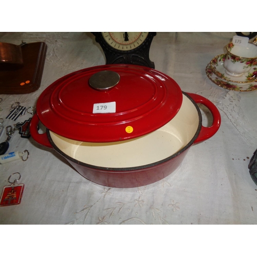 179 - Cast Iron Casserole Pot & Lid