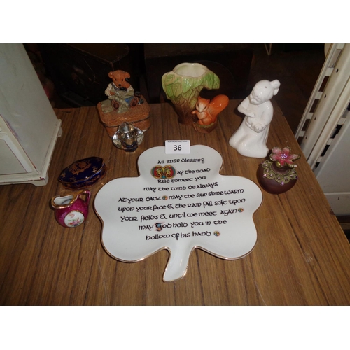 36 - Irish Blessing Plate & Lot of Collectibles