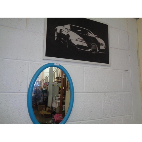 507 - Car Canvas & Oval Mirror