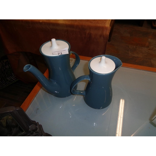 71 - Poole Pottery Coffee Pot & Jug (immaculate)