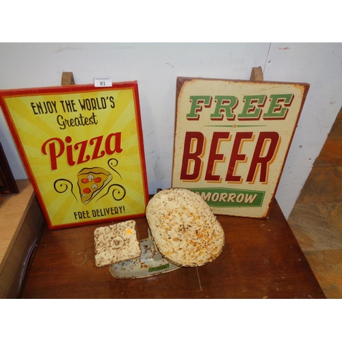 81 - Set of Vintage Scales & 2 Advertising Canvases