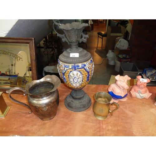 88 - Vintage Urn,Large Jug & Tankard