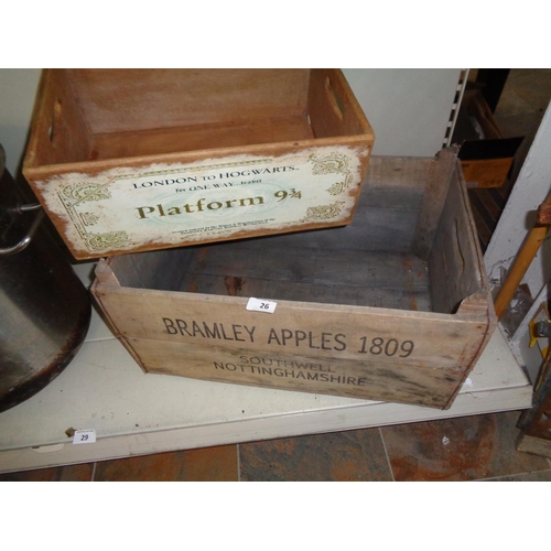 26 - 2 Wooden Advertising Crates (1 Harry Potter)