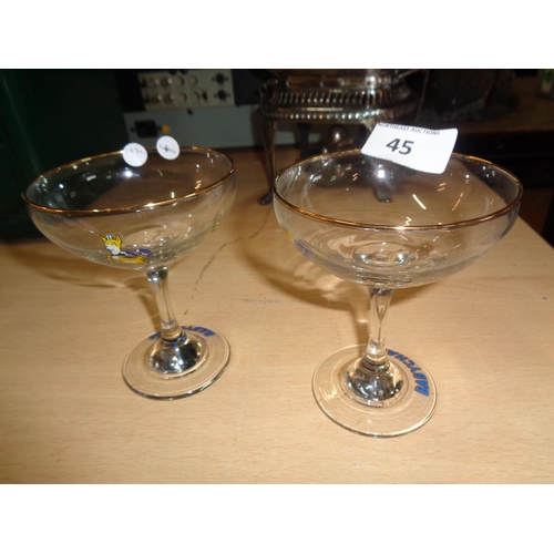 45 - 2 1970s Babycham Glasses
