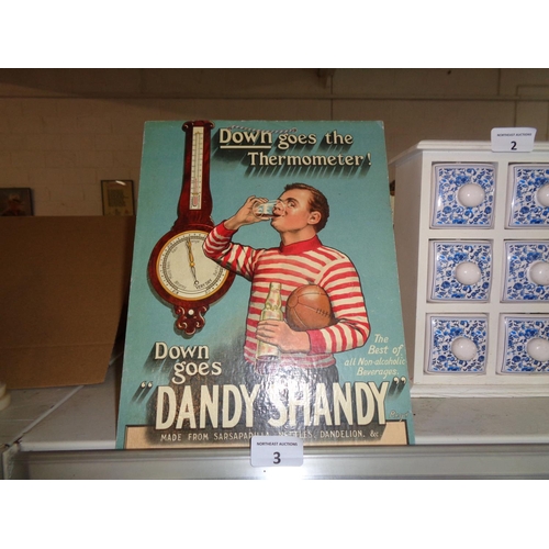 3 - Original 1920s Dandy Shandy Counter Top Cardboard Advertisng